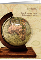 Secret Pal Thinking of You Old World Globe and Map card