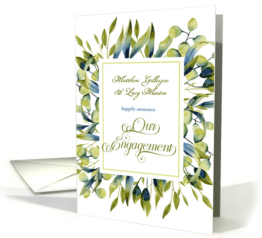 Engagement Announcement Sage Green Botanical card (630976)