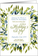 Wedding Invitation Elegant Sage Green and Blue Botanical card