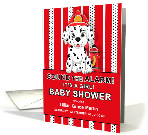 Baby Shower Invitation It's a Girl Dalmatian Firehouse Dog Theme card