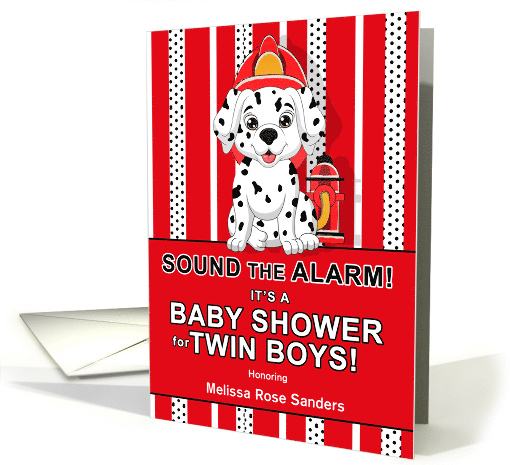 Baby Shower Invitation for Twin Boys Dalmatian Firehouse Theme card