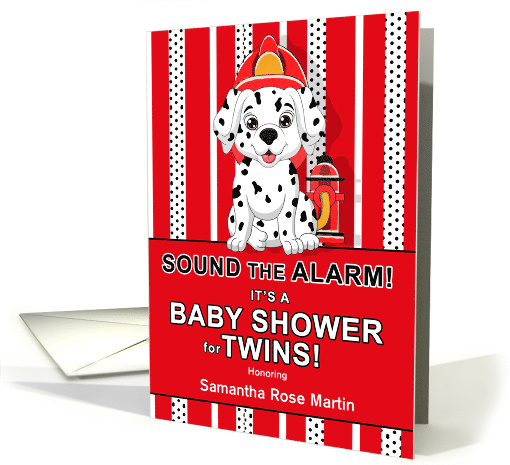 Baby Shower Invitation for Twins Firehouse Dalmatian Dog Theme card