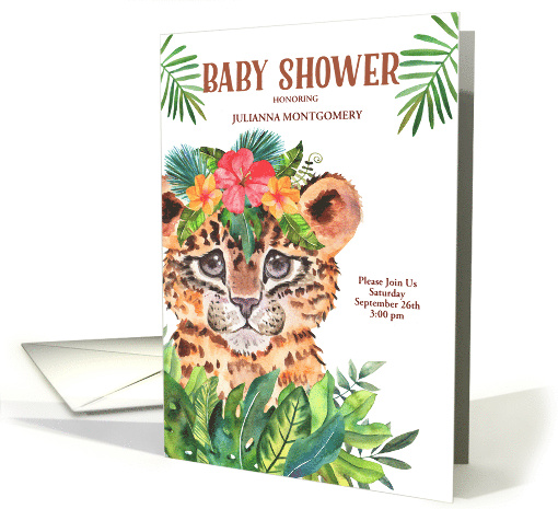 Jungle Cheetah Baby Shower Invitation Neutral Gender Custom card