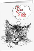 You Make Me Purr Cat Love and Romance Pencil Drawing card