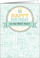 Female Boss Birthday Wishes Custom Mint Green and Yellow card