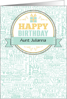 for Aunt Birthday Wishes Mint Green and Yellow card