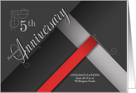 5th Business Anniversary Shades of Gray with Red Custom card