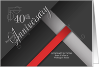 40th Business Anniversary Congratulations Shades of Gray with Red card