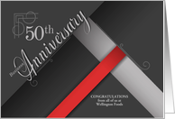 50th Business Anniversary Congratulations Shades of Gray with Red card