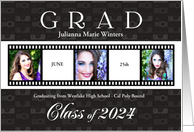 Class of 2024 Graduation Announcement Film Strip 3-Photos card