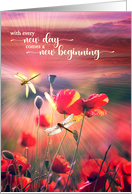 Recovery Encouragement New Beginning Poppies and Dragonflies card