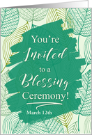Business Blessing Ceremony Invitation Green Leaves card
