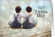 for Twin Sons on Twins Day Young Boys on a Dock Nautical card