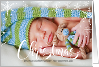 First Christmas Snowflakes with Photo and Custom Text card