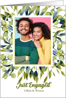 Engagement Announcement with Photo in Green Botanical card