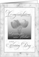 for Granddaughter and Husband Wedding Tulips Grayscale card