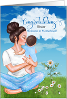 Sister Congratulations on the Birth of her First Child in Blue card