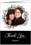 Christmas Thank You for the Gift Custom Photo with Wreath card