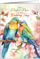 Wedding Congratulations Pair of Lovebird Parakeets card