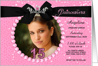 Quinceanera Pink Cheetah Print Invitation with Custom Photo card
