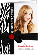 Quinceanera Zebra Print with Custom Name and Photo card
