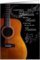 Music Graduate Congratulations Guitar on Black with Notes card