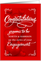 Gay Engagement Congratulations Grooms to Be Red Hearts card