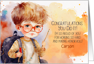 Honor Roll Congratulations Custom Front with Boy card