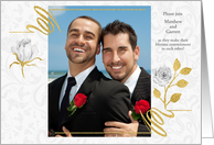 Civil Union or Commitment Ceremony Faux Glitter and Roses Photo card