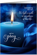 Son Remembrance Anniversary of Death Blue Candle card