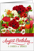 August Birthday Poppies with Butterflies and a Lorikeet Parrot card