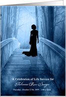 Female Celebration of Life Service Invitation in Blue The Road Home card