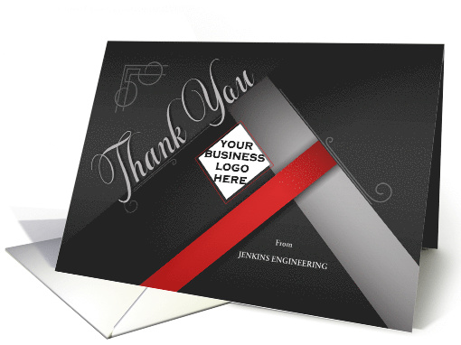 Custom LOGO Business Thank You Grayscale and Red card (970795)