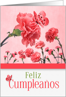 Spanish Birthday Feliz Cumpleanos Pink Carnations card