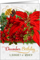 December Birthday Poinsettias card