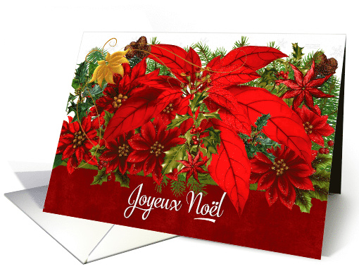 French Language Christmas Poinsettias Joyeux Nol card (980477)