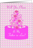 Father in Law, Wedding Party Invitation, Floral Cake card