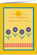 Quads, Happy Birthday to You! Sunny WIshes with Four Graphic Flowers card