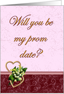 Will you be my Prom Date pink and burgundy card