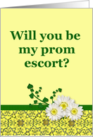 Prom Invitation green and yellow with daisies card
