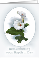 Remembering Baptism Day, Calla Lily, botanical style card