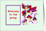 Welcome to the group, Victorian Ladies Wearing Red and Purple Hats card