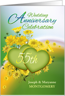 55th Anniversary Party Invitation Yellow Flowers, Custom Name card