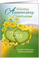 75th Anniversary Party Invitation Yellow Flowers, Custom Name card