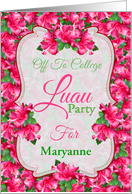 Off To College Luau Party With Hibiscus Flowers and Custom Name card