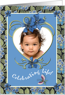 Adoption Announcement Photo Card Girl Flowers and Heart card