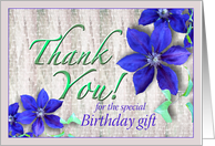 Thank You for Birthday Gift Purple Clematis card
