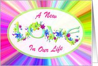 Girl Adoption Announcement Love Flowers Rainbow card