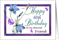 60th Birthday Friend, Bluebell Flowers and Butterflies card