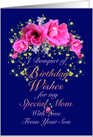 Mom Birthday Wishes from Son Pink Bouquet card